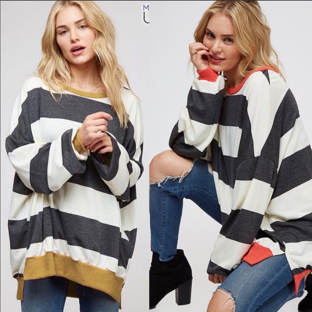 White and Black Striped Top - Picture 2 of 2